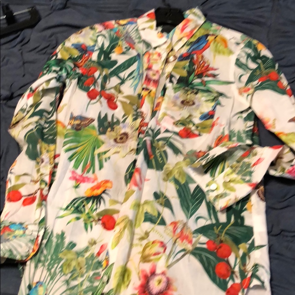 JCrew floral button up linen top